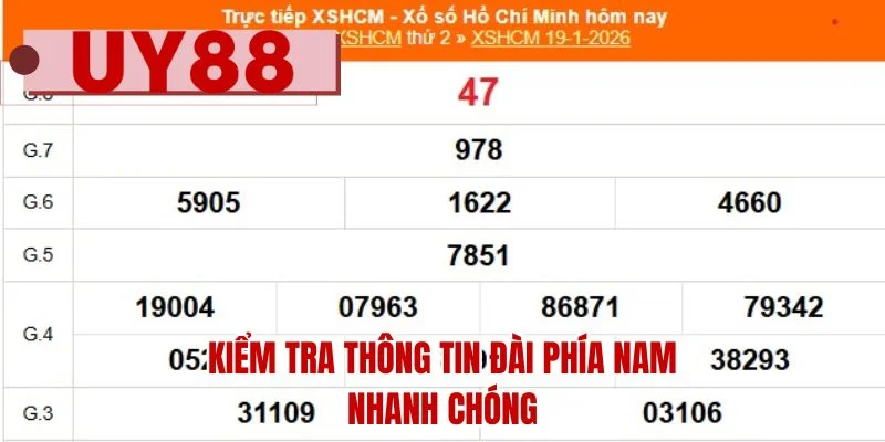 Kiểm tra thông tin đài phía Nam nhanh chóng